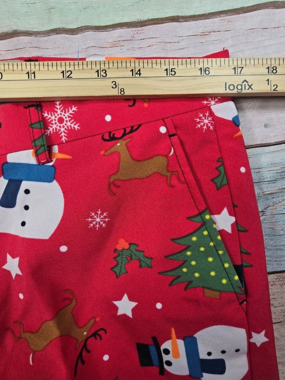 OppoSuits Christmas Suit - Red With Snowman Reindeer & Tree Print - Size 42 US - Picture 12 of 13
